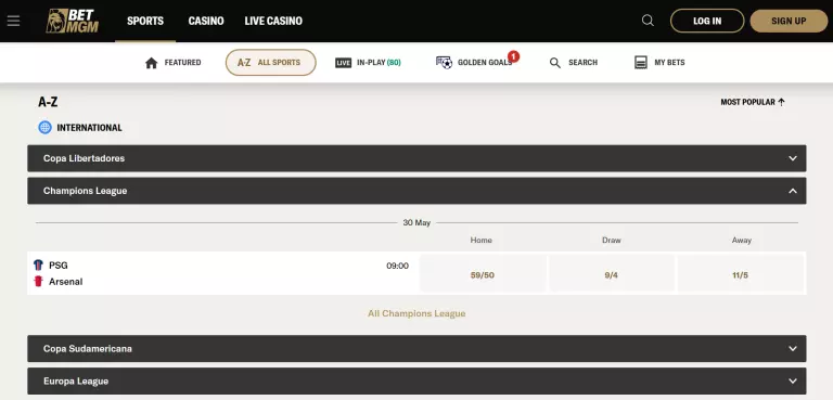 BetMGM betting markets